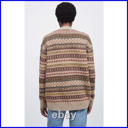 RE/Done'90s Oversized Cardigan Sweater in Gravel Ruby Multi Brown Wool Medium