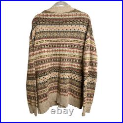 RE/Done'90s Oversized Cardigan Sweater in Gravel Ruby Multi Brown Wool Medium