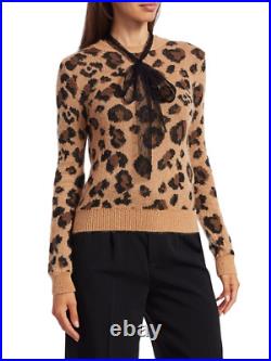 RED Valentino Women's Polka Dot Tie Neck Leopard Print Sweater Size M