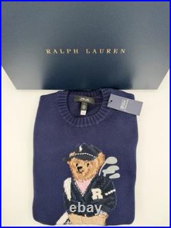 RLX RALPH LAUREN Men's Polo Bear Cotton Ribbed Knit Sweater Long Sleeve Medium