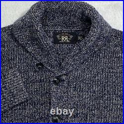 RRL Double RL Ralph Lauren Shawl Neck Cardigan Sweater Mens M Blue Long Sleeve