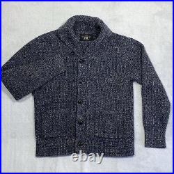 RRL Double RL Ralph Lauren Shawl Neck Cardigan Sweater Mens M Blue Long Sleeve