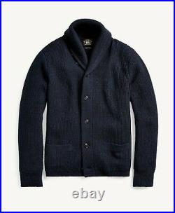 RRL Ralph Lauren 1930's 100% Cashmere Navy Blue Shawl Cardigan Men's L Large