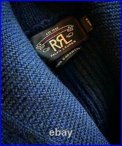 RRL Ralph Lauren 1930's 100% Cashmere Navy Blue Shawl Cardigan Men's L Large