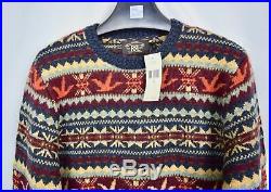 RRL Ralph Lauren Fair Isle Wool Knit Sweater Nordic Crewneck Men's M Medium