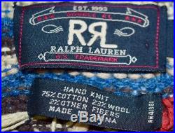 RRL Ralph Lauren Hand Knit Beacon Blanket Inspired Shawl Cardigan Sweater M