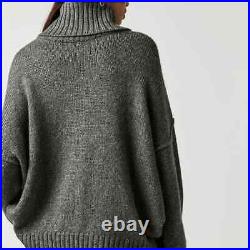 RRP $188 Free People Glacier Fringe Sweater Wool Jumper, Grey, Medium