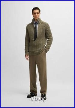 RRP 520$ NWT Boss Luxury Wool Chunky Knit Sweater Green Size M