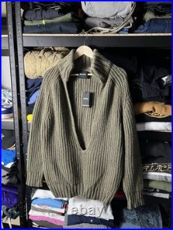 RRP 520$ NWT Boss Luxury Wool Chunky Knit Sweater Green Size M
