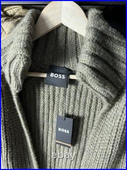 RRP 520$ NWT Boss Luxury Wool Chunky Knit Sweater Green Size M