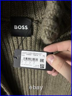 RRP 520$ NWT Boss Luxury Wool Chunky Knit Sweater Green Size M