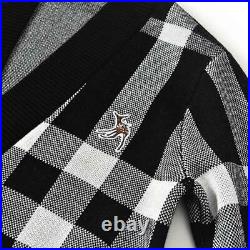 RUSTIC MOTIF! Burberry Deer Motif Check Wool Blend Jacquard Cardigan XS, S, M