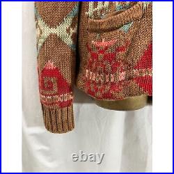 Ralph Lauren American Living Aztec Southwestern Vintage Sweater Cardigan Size M