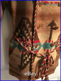 Ralph Lauren Aztec Indian Blanket Lambswool Sweater Coat Sz Small/Med NWOT