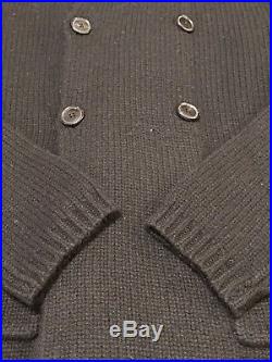 Ralph Lauren Black Label 100% Cashmere Double Breasted Sweater Sz Medium BLACK