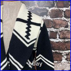 Ralph Lauren Cardigan Sweater Coatigan Lambswool Southwestern Knit Print Medium
