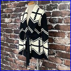 Ralph Lauren Cardigan Sweater Coatigan Lambswool Southwestern Knit Print Medium