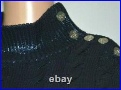Ralph Lauren Collection Purple Label Metallic Cable Knit Silk Sweater 4 6 MEDIUM