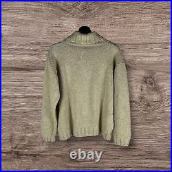 Ralph Lauren Hand Knit Roll Neck Horse Portrait Sweater Jumper Beige Tan Medium