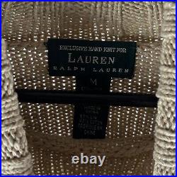 Ralph Lauren Hand Knit Roll Neck Horse Portrait Sweater Jumper Beige Tan Medium