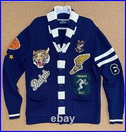 Ralph Lauren Letterman Cardigan Sweater Varsity Mens Navy Medium/Large