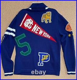 Ralph Lauren Letterman Cardigan Sweater Varsity Mens Navy Medium/Large