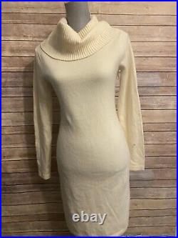 Ralph Lauren Navy Label Ivory 100% Cashmere Cowl Neck Sweater Dress Size M