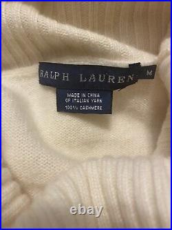 Ralph Lauren Navy Label Ivory 100% Cashmere Cowl Neck Sweater Dress Size M