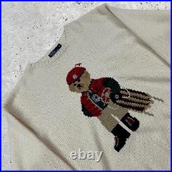 Ralph Lauren Polo Bear Sledging Sledding Sweater Jumper Ivory Medium Womens