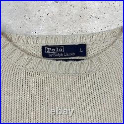 Ralph Lauren Polo Bear Sledging Sledding Sweater Jumper Ivory Medium Womens