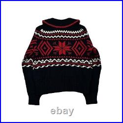 Ralph Lauren Polo Fair Isle Christmas Snowflake Drawstring Sweater Jumper Black