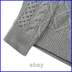 Ralph Lauren Polo Fisherman Aran Cable Knit Sweater Jumper Grey Medium