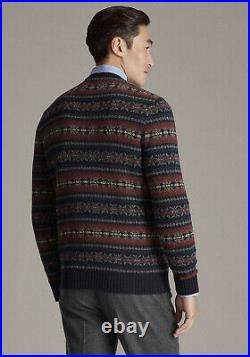 Ralph Lauren Purple Label Cashmere Wool Fair Isle V-Neck Sweater New $1695