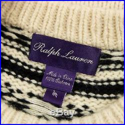 Ralph Lauren Purple Label Cream Black Cashmere Fair Isle Knit Thick Sweater M