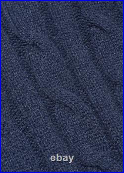 Ralph Lauren Purple Label Dark Blue Cable Knit Cashmere Hooded Sweater $1,495