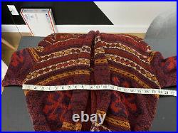 Ralph Lauren Red Cardigan Sweater Southwestern RRL Aztec Intarsia Polo VTG Robe