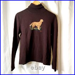 Ralph Lauren Vintage Golden Retriever Dog Turtleneck Sweater Sz M Medium