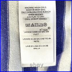Ralph Lauren Women's Pullover Sweater Blue Striped Silver Button Sz M NWT