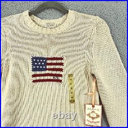 Ralph Lauren sweater Womens Medium RUNS SMALL beige American Flag Polo Jean RL67