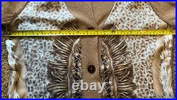 Rani Arabella Cashmere & Silk Print Camel/Brown Cardigan Sweater Size Medium