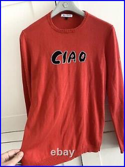 Rare Bella Freud Ciao Orange Cotton Knit Jumper Sweater Sz M Rrp £225 Bnwot