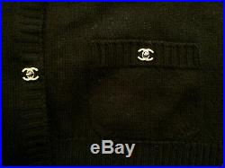 Rare Chanel CC Turnlock Logo 100% Cashmere Cardigan Sweater Jacket Top