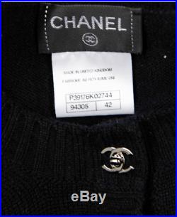 Rare Chanel CC Turnlock Logo 100% Cashmere Cardigan Sweater Jacket Top