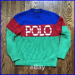 Rare Polo Ralph Lauren Hi Tech Rafting Knit Sweater Medium Stadium CP-93