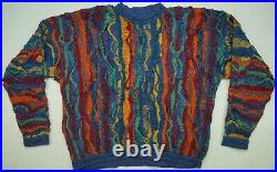 Rare Vintage COOGI Australia Classic Biggie Cosby Crazy Knit Sweater 90s Blue M