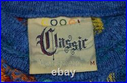 Rare Vintage COOGI Australia Classic Biggie Cosby Crazy Knit Sweater 90s Blue M