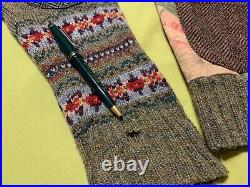 Rare Vintage Ralph Lauren 80s Floral Patchwork Hand Knit Cardigan Sweater