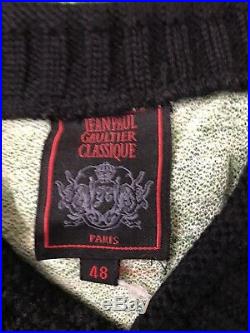 Rare Vtg Jean Paul Gaultier Classique Green Printed Sweater Vest M