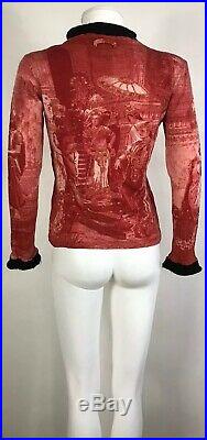 Rare Vtg Jean Paul Gaultier Classique Red Printed Sweater M