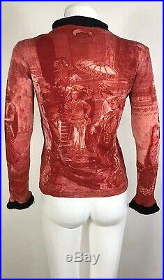 Rare Vtg Jean Paul Gaultier Classique Red Printed Sweater M